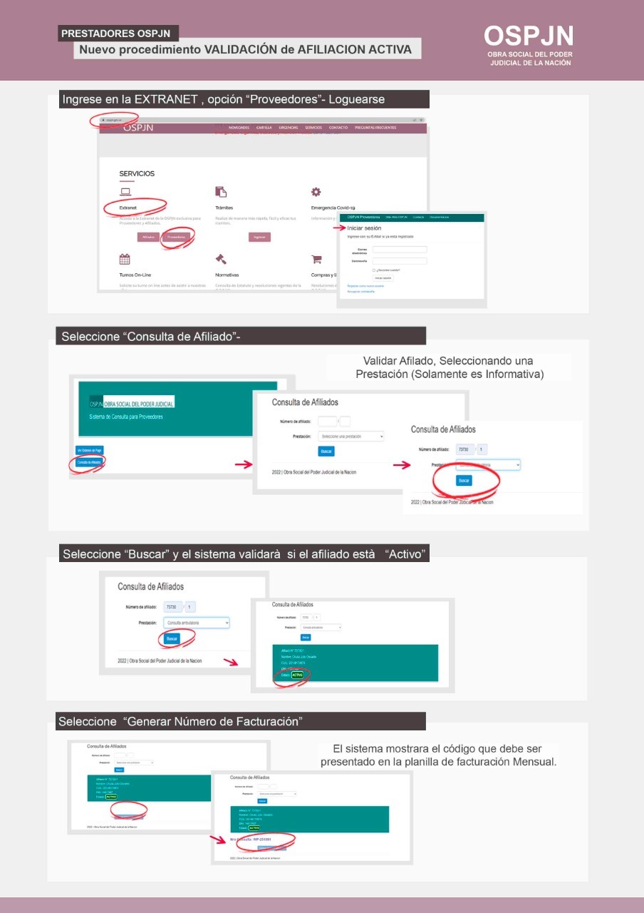 Pasos para validar ospjn
